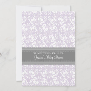 Lilac Grey Damask Invitations Personnalisées De Do