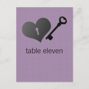 Lilac Heart Lock und Key Table Postcard Postkarte