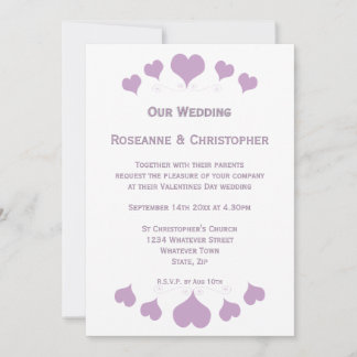 Lilac Hearts Design Wedding Einladung