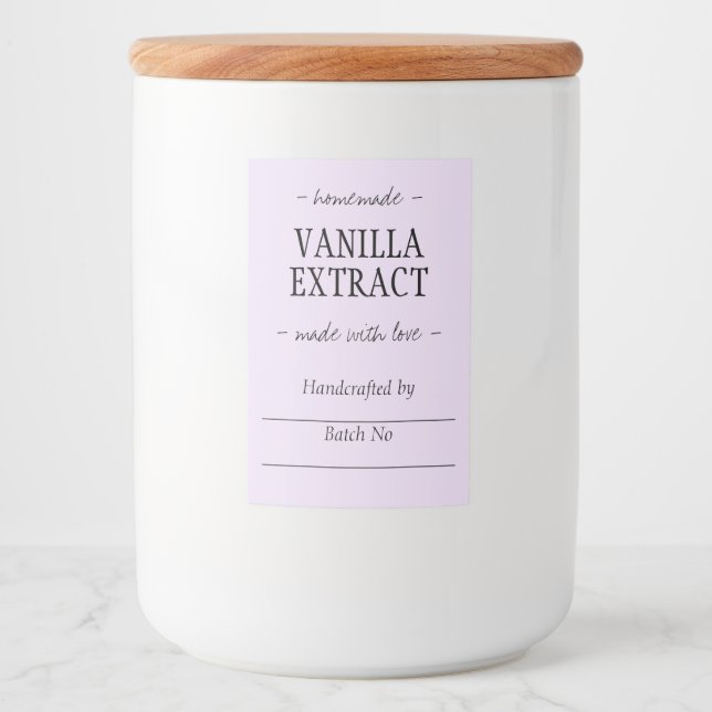 Lilac Homemade handgefertigte Vanilla Extrahierung Lebensmitteletikett (Vorderseite)