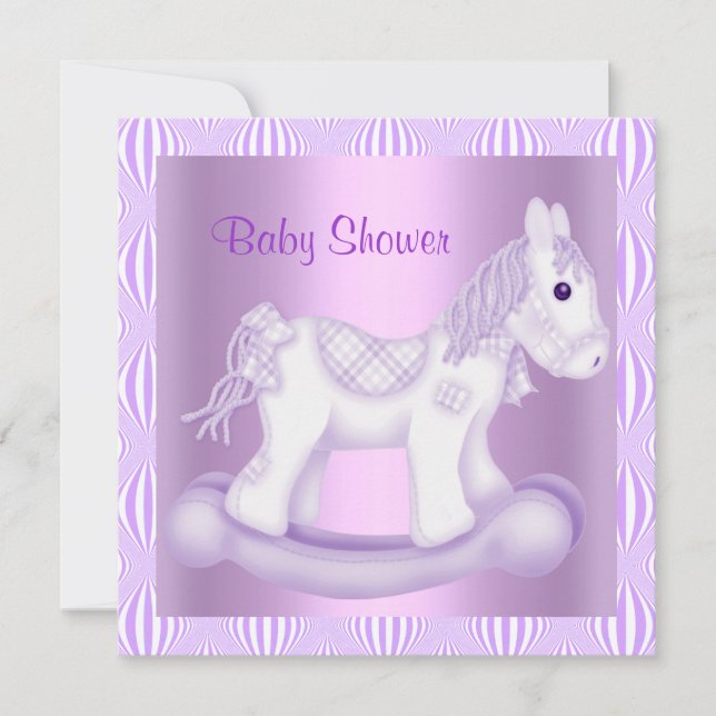 LILAC HÜBSCH ROCKING HORSE BABY DUSCHE EINLADUNG (Vorderseite)