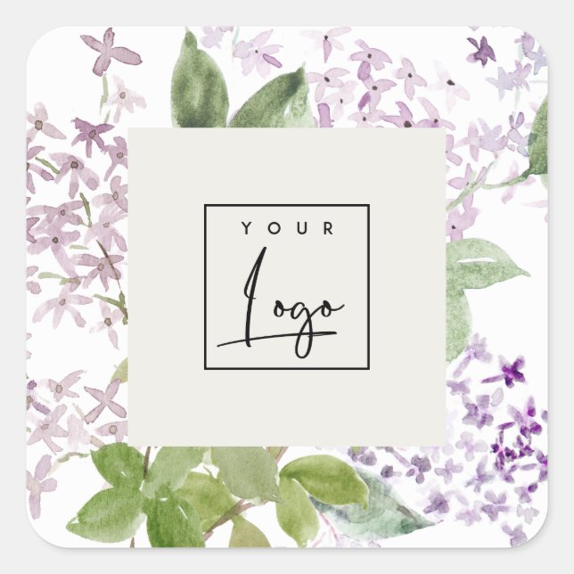 Lilac Hütte Garden Floral Bunch Logo Business Quadratischer Aufkleber (Vorderseite)
