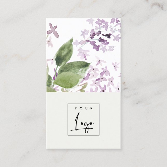 Lilac Hütte Garden Wasserfarbe Blumenstempel Logo Visitenkarte (Vorderseite)