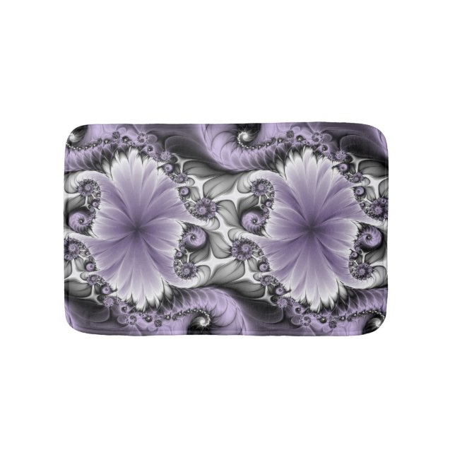 Lilac Illusion Abstraktes florales Fraktal Kunstfa Badematte (Vorderseite)