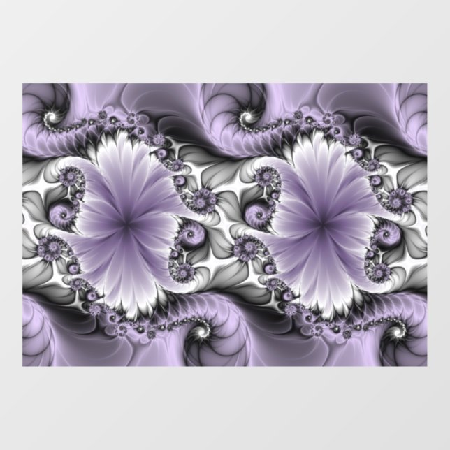 Lilac Illusion Abstraktes florales Fraktal Kunstfa Fensteraufkleber (Blatt)