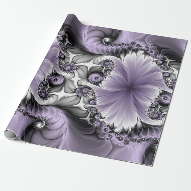 Lilac Illusion Abstraktes florales Fraktal Kunstfa Geschenkpapier (Ungerollt)