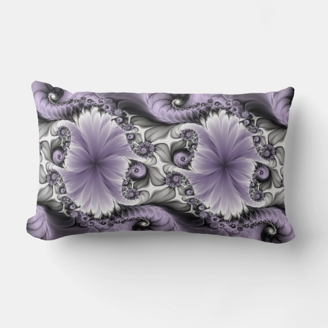 Lilac Illusion Abstraktes florales Fraktal Kunstfa Lendenkissen (Vorderseite)