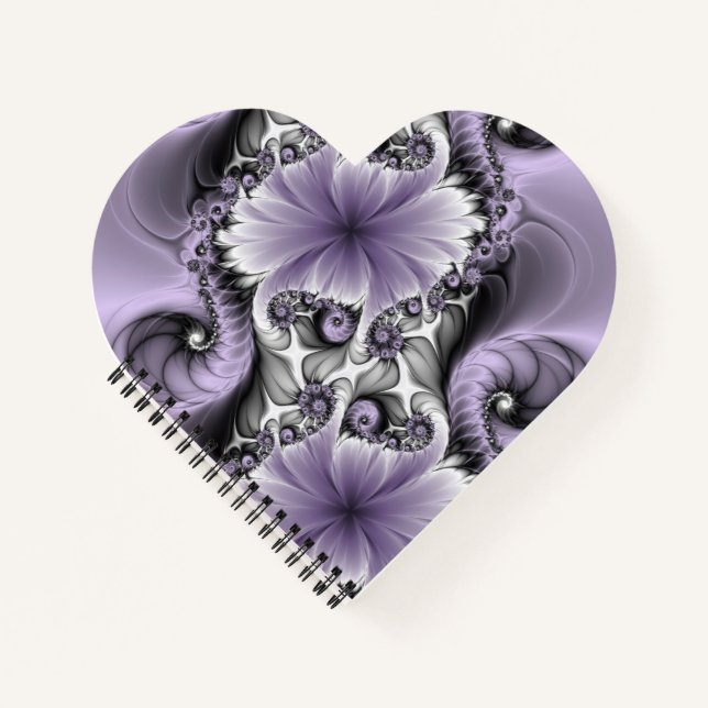 Lilac Illusion Abstraktes florales Fraktal Kunstfa Notizbuch (Vorderseite)