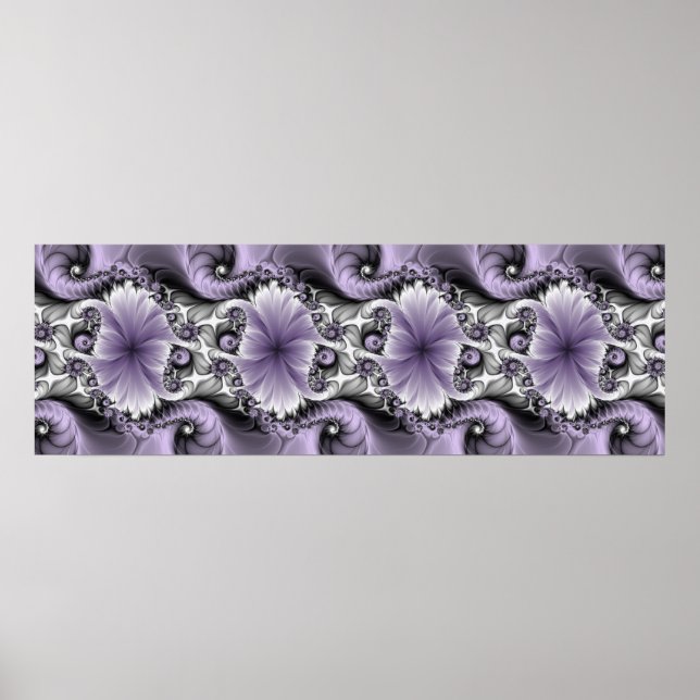 Lilac Illusion Abstraktes florales Fraktal Kunstfa Poster (Vorne)