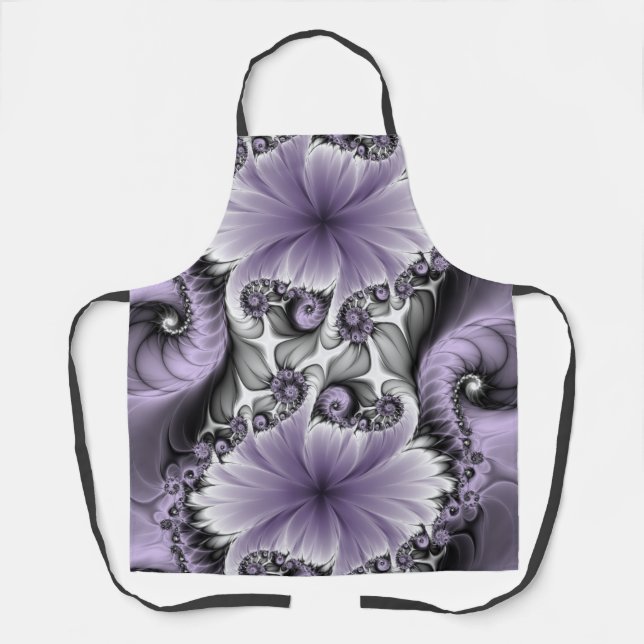 Lilac Illusion Abstraktes florales Fraktal Kunstfa Schürze (Vorderseite)