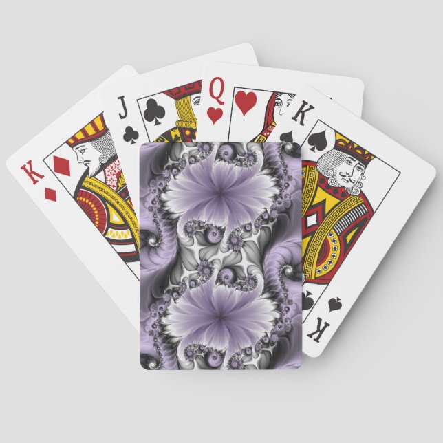 Lilac Illusion Abstraktes florales Fraktal Kunstfa Spielkarten (Rückseite)