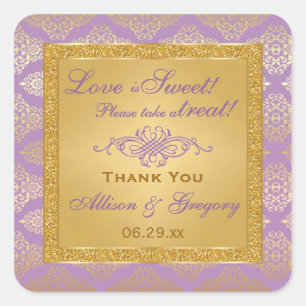 Lilac, IMITAT Glitzer, Damaskochbüffet Quadratischer Aufkleber