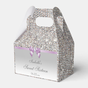 Lilac Imitats Bow Silver Sequins Sweet 16 Geschenkschachtel