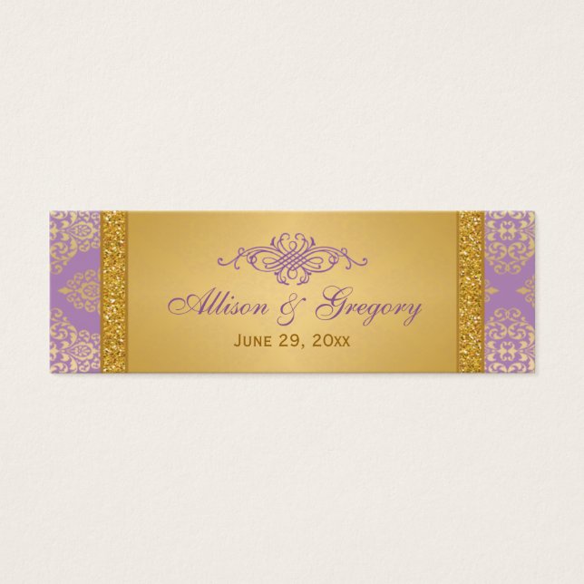 Lilac, IMITATS Glitzer, Damask Wedding Favor Tag (Vorderseite)