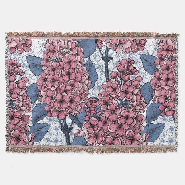 Lilac in Rosa und Blau Decke (Vorderseite)