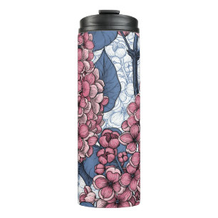 Lilac in Rosa und Blau Thermosbecher