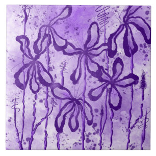 Lilac Inked Blume Fliese