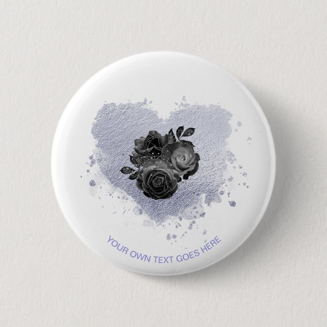 *~* Lilac Iridescent Heart Blume Weiße Anpassung Button (Vorderseite)