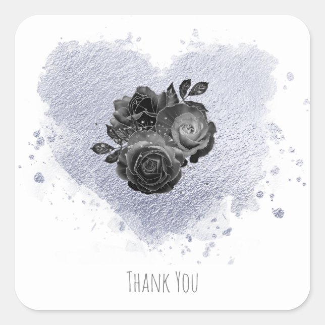 *~* Lilac Iridescent Heart Blume White Classic Quadratischer Aufkleber (Vorderseite)