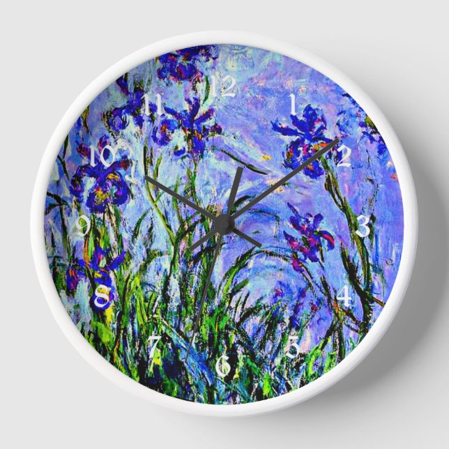 Lilac Irises von Monet Uhr (Vorderseite)