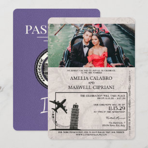 Lilac Italie Faire-part de mariage des passeports