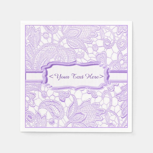 Lilac Lace Elegante Lila Napkins Personalisiert Serviette (Vorderseite)
