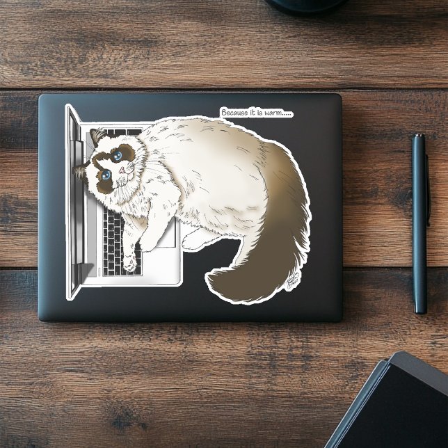 Lilac Laptop Cat Funny Niedlich Aufkleber (Von Creator hochgeladen)