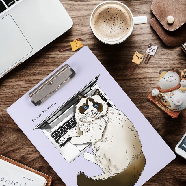 Lilac Laptop Cat Funny Niedlich Klemmbrett (Von Creator hochgeladen)