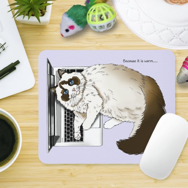 Lilac Laptop Cat Funny Niedlich Mousepad (Von Creator hochgeladen)