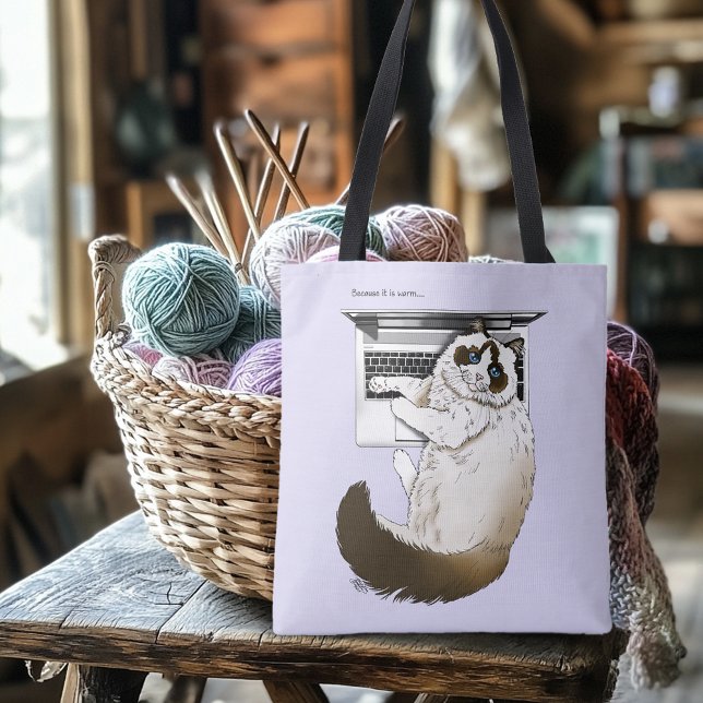 Lilac Laptop Cat Funny Niedlich Tasche (Von Creator hochgeladen)