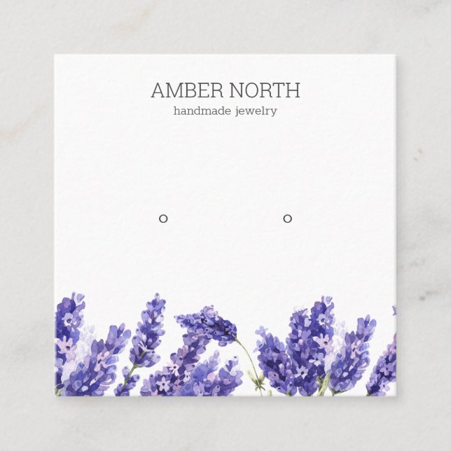 Lilac Lavender Blume Jewelier Gestüt Earring Displ Quadratische Visitenkarte (Vorderseite)