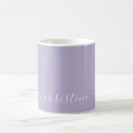 Lilac Lavender C123 & White Minimalistisch Name Cu Kaffeetasse