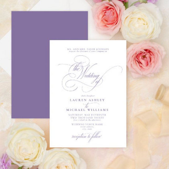 Lilac Lavender Calligraphy Wedding Einladung (Von Creator hochgeladen)