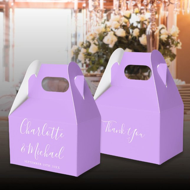 Lilac Lavender Elegant Signature Script Wedding Geschenkschachtel (Lilac Lavender Elegant Signature Script Wedding Favor Boxes)