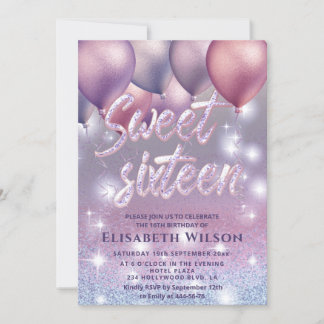 Lilac lavender funkelnd glittery ombre ballon in einladung