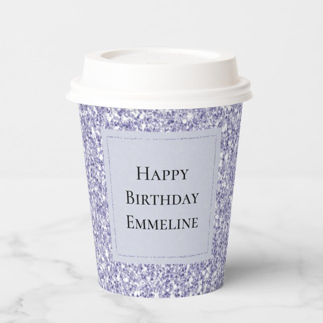 Lilac Lavender Glitzer Glitz  Pappbecher (Links)