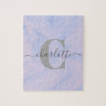 Lilac Lavender Marble Elegant Monogram Name<br><div class="desc">Genießen Sie eine entspannende Aktivität mit diesem personalisierten Monogramm-Puzzle mit einem weichen pastellfarbenen Aquarell in Blau- und lila-Tönen. Dieses charmante Puzzle ist auf Ihren Namen und Ihre Initialen zugeschnitten und macht es zu einem einzigartigen Geschenk für Freunde, Familie oder Sie selbst. Ideal für Rätselfreunde und alle, die personalisierte Touchs und...</div>