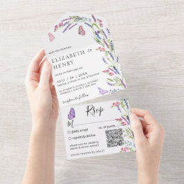 Lilac Lavender Mauve Wedding Qr Code All In One Einladung