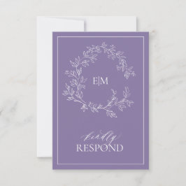 Lilac Lavender Monogram Wedding RSVP Card