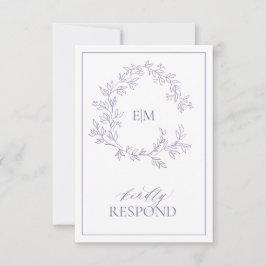 Lilac Lavender Monogram Wedding RSVP Card Karte