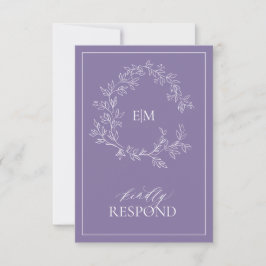 Lilac Lavender Monogram Wedding RSVP Card Karte