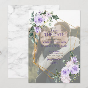 Lilac Lavender Vellum Overlay Foto Save the Date