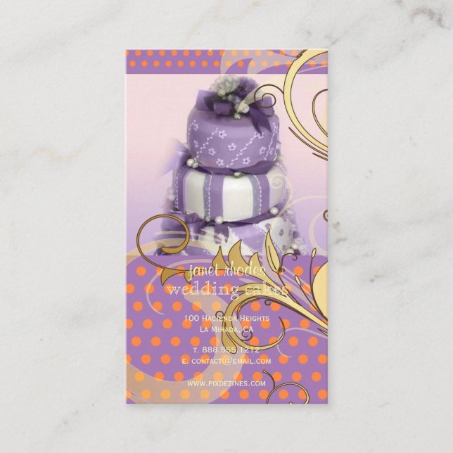 Lilac/lavender Wedding Cake/Bakery/pâtisserie Visitenkarte (Vorderseite)