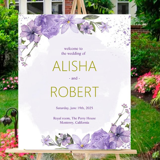 Lilac Lavender Wedding Welcome Sign Poster (Von Creator hochgeladen)