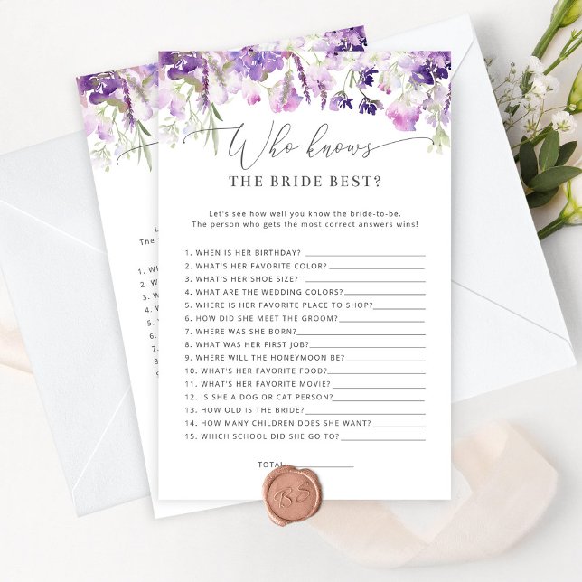 Lilac Lavender Wer das beste Spiel der Braut kennt (Von Creator hochgeladen)