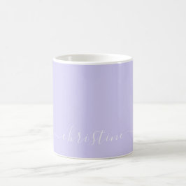 Lilac Lavender & White Minimalistisch Name Custom  Kaffeetasse