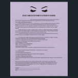 LILAC Leder EYELASH EXTENSION CONSENT FORMULAR Flyer<br><div class="desc">Eyelash Extensions Consent Formulare sind perfekt für Ihr Lash Extension Geschäft. Dieses moderne und ausgeklügelte Konsensformular bietet eine glamouröse, minimalistische Illustration der Wimpern einer Frau, einen Titel und einen Block, in dem Sie alle Ihre Einwilligungsinformationen auf einen Luxus vor einem gedruckten LILAC Lederhintergrund einfügen können. LEADER IST EIN DRUCKENDER WIRKSAM,...</div>