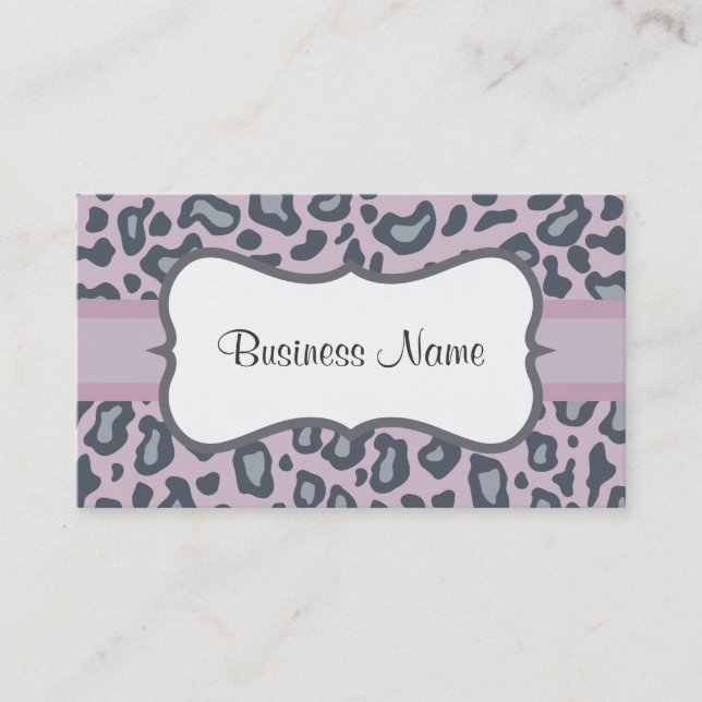 Lilac Leopard Print Business Card Visitenkarte (Vorderseite)