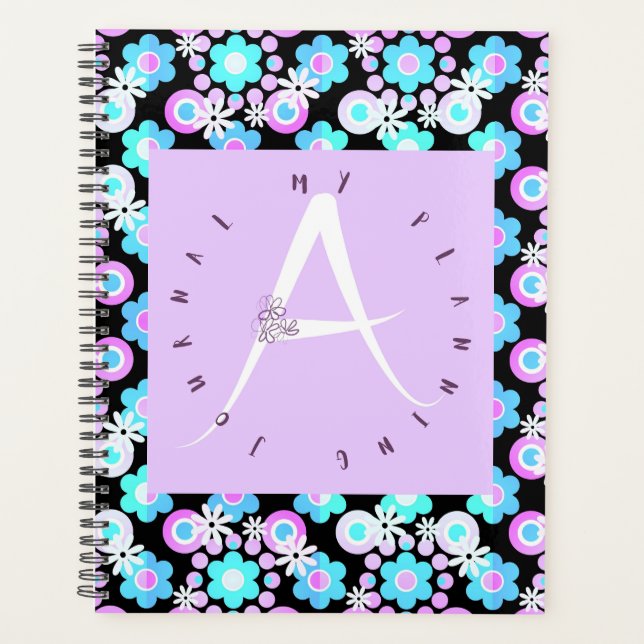 Lilac Letter A Blue Floral Planer (Vorderseite)