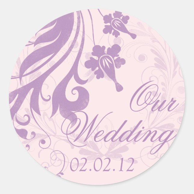Lilac Lila Blush Floral Wedding Umschlag Aufkleber (Vorderseite)